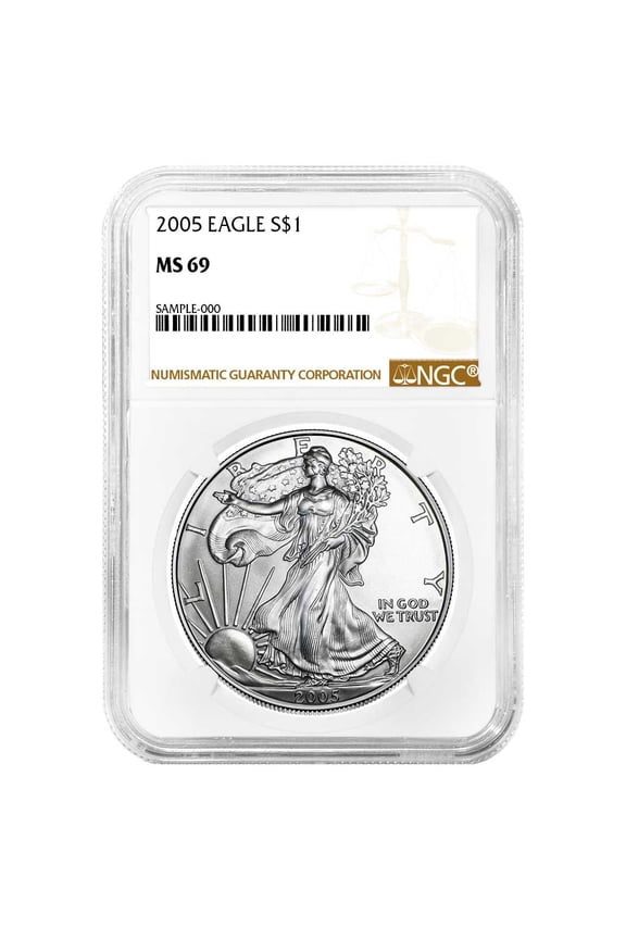 2005 $1 American Silver Eagle NGC MS69 Brown Label