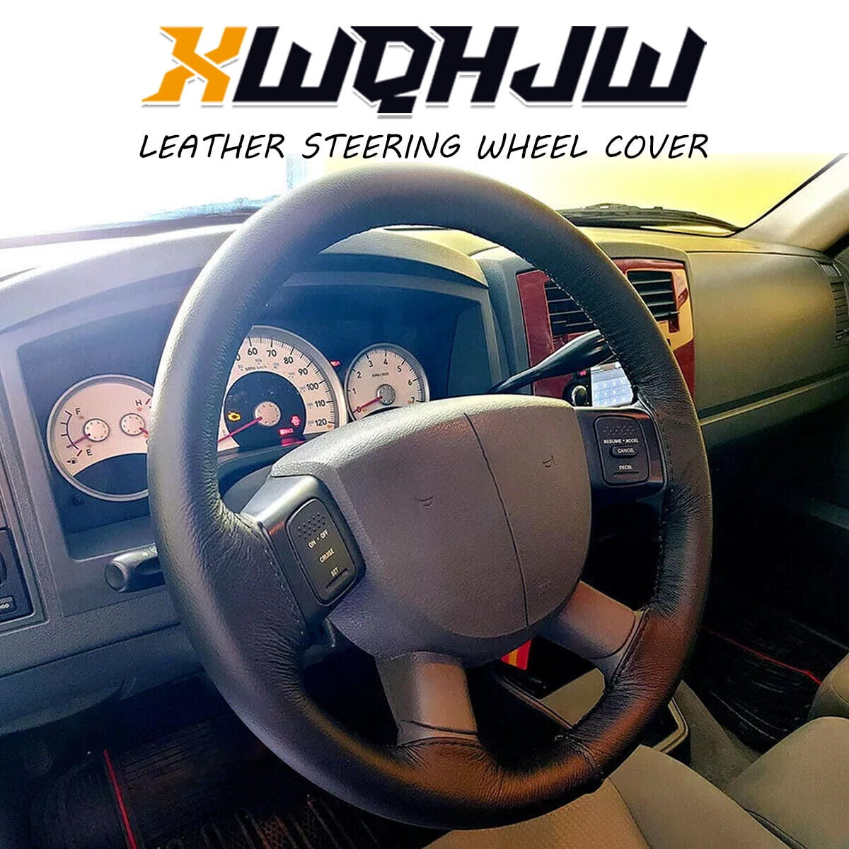2005 2006 2007 2008 fits Toyota Corolla 1pcs Black Leather Steering Wheel Cover 15" 38CM