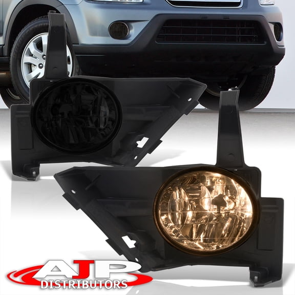For 2005-2006 Honda CR-V Chrome Front Bumper Driving Fog Lights Lamps Assembly + Bulbs Switch Relay Wiring Harness Kit (Smoked Lens) - CRV RD4-RD9 SUV