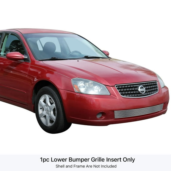 2005-2006 Nissan Altima Not For Se-R Model 304 Stainless Steel Polished Finish 8X6 Horizontal Billet Stainless Steel Billet Grille