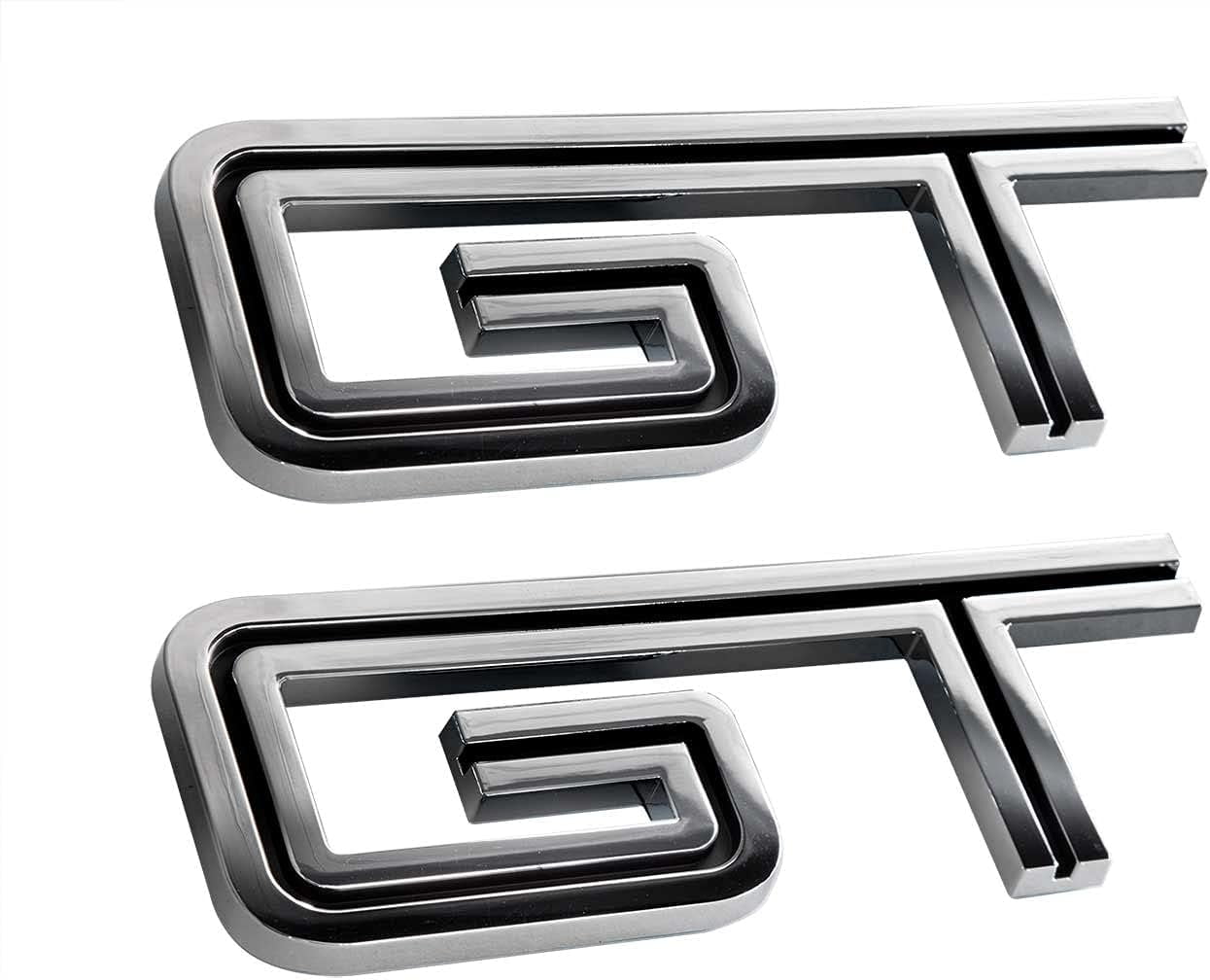 4.6 Liter Engine Nitrous Injected NOS Emblems - Black & Chrome 5-inch Pair