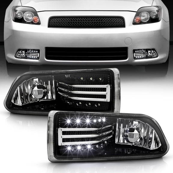 2005-2010 Scion TC Driving Bumper Fog Lights w/ LED Strip Left+Right Replacement