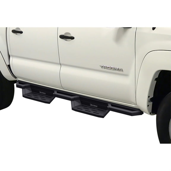 APS Black Square Tube Drop Nerf Bars Fit 05-23 Toyota Tacoma Double Rocker Mount