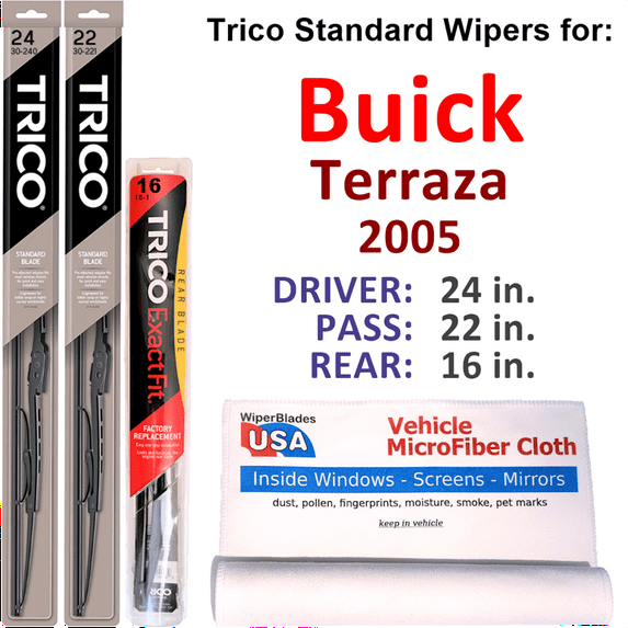 2005 Buick Terraza Wiper Blades (Set of 3) w/Rear Wiper