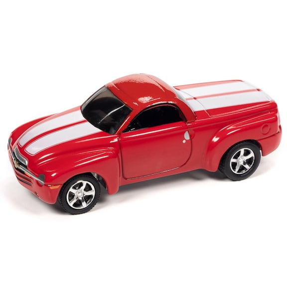 2005 Chevy SSR Pickup, Torch Red w/White Stripes - Johnny Lightning JLCG030/48B - 1/64 Scale Car
