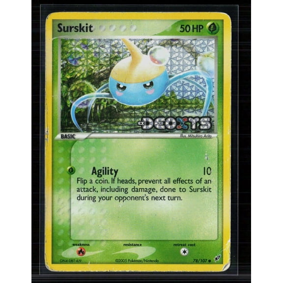 2005 EX Deoxys Surskit Reverse Holo #78/107 Pokemon English Heavily Played Poor