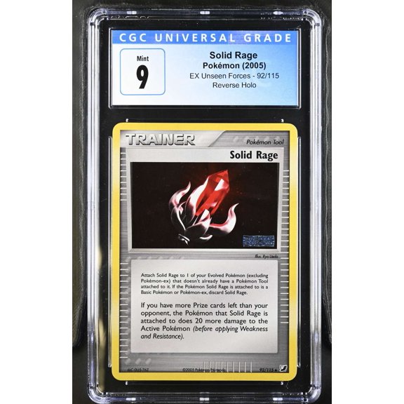 Graded 2005 Pokmon EX Unseen Forces Solid Rage Prerelease Reverse Holo CGC 9 92/115 Trading Card