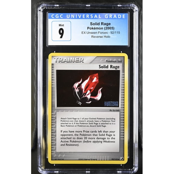 2005 EX Unseen Forces Solid Rage Reverse Holo Prerelease CGC 9 #92/115