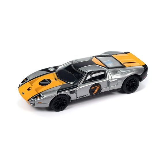 2005 Ford GT, Gunmetal w/Orange & Flat Black - Johnny Lightning JLCG032/48A - 1/64 Scale Model Car