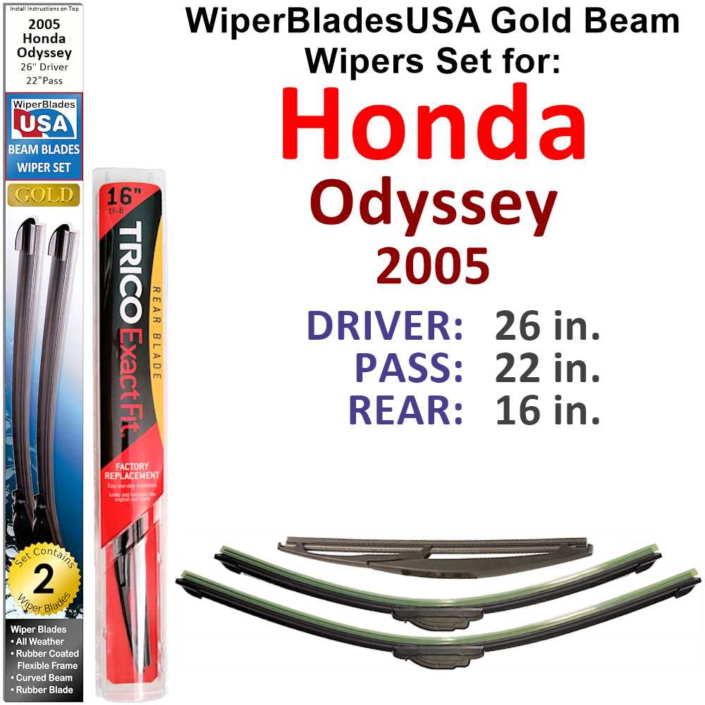 2005 Honda Odyssey Beam Wiper Blades Wipers WBUSA (Set of 3) w