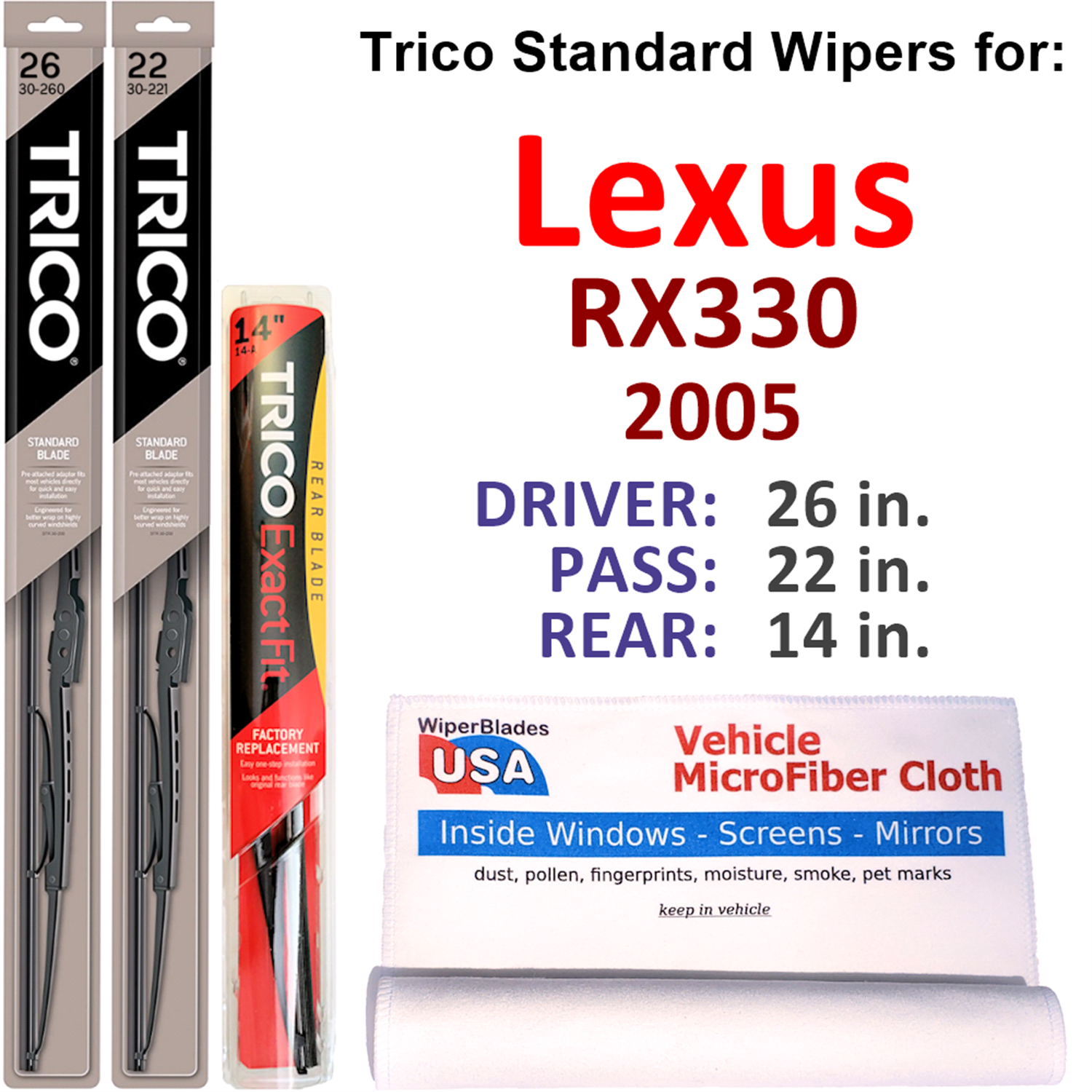Bosch Direct Connect Wiper Blade Set For 2012-2016 Honda CR-V (Left, Right, Rear) – Germany Made