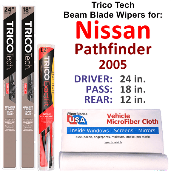 2005 Nissan Pathfinder Beam Blade Wipers (Set of 3) w/Rear Wiper
