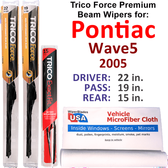 2005 Pontiac Wave5 Performance Beam Wipers (Set of 3) w/Rear Wiper
