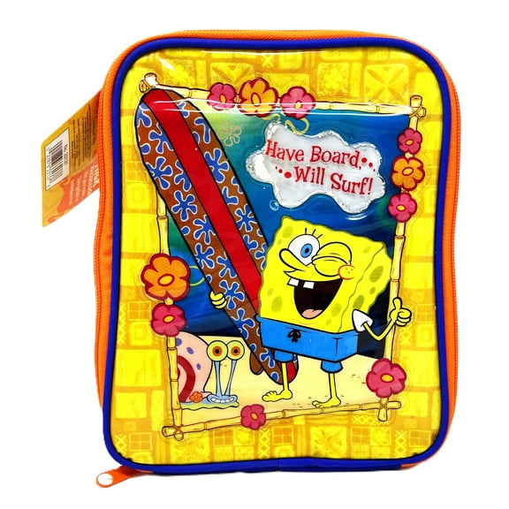 2005 Spongebob Squarepants "Have Board...Will Surf!" Vinyl Padded Insulated Lunch Box Bag