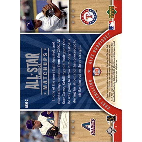 2005 UD All-Star Classics Matchups #2 Curt Schilling Alex Rodriguez MLB Baseball Trading Card