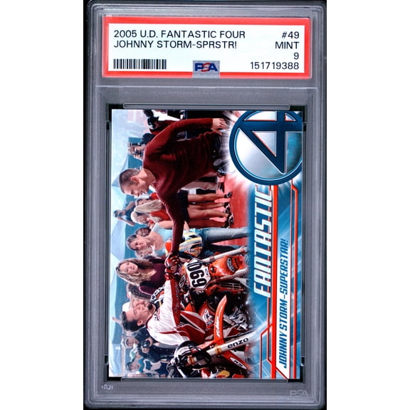 2005 Upper Deck Fantastic Four Johnny Storm Superstar! Chris Evans #49 PSA 9