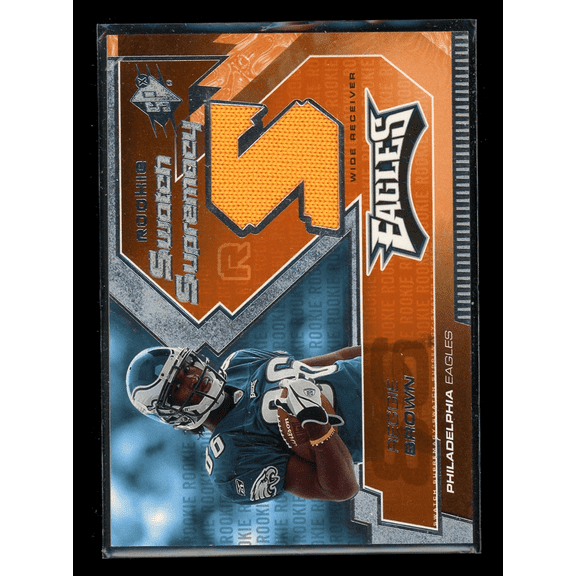 Excellent Condition 2005 Upper Deck Rookie Swatch Supremacy RS-RB Reggie Brown Eagles Football Card