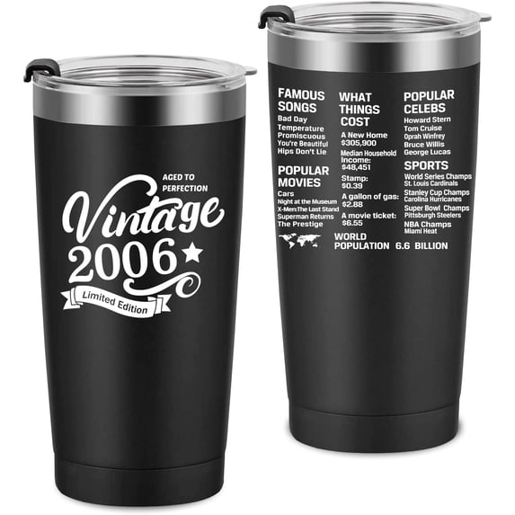 2006 16th Birthday Gift for Girls and Boys - 16th Gifts for Her Him - 16th Class Reunion - Sister Brother Friend BFF Present - 20oz Tumbler Cup (black)