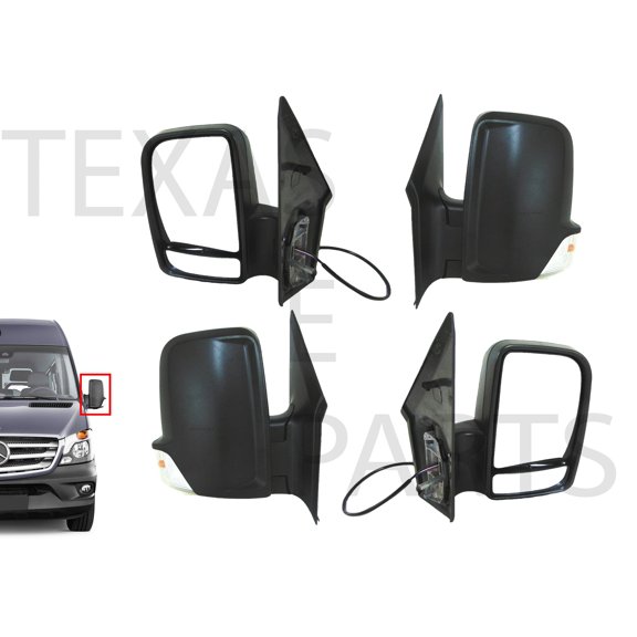 2006 2007 2008 2009 2010 2011 2012 2013 2014 2015 2016 2017 2018 Compatible With Mercedes Benz Sprinter Van Side Rear View Mirror Set Heated Signal Short Arm