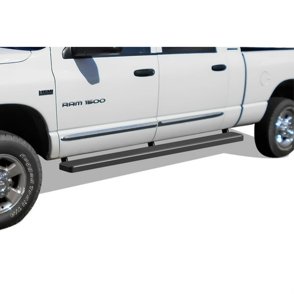 2006-2008 Dodge Ram 1500 Mega Cab 2006-2009 Dodge Ram 2500/3500 Mega Cab Stainless Steel with 6061 Aluminum Step Pad Black Finish 6-Inch Door to Door Side Step iStep 6 Inch SS
