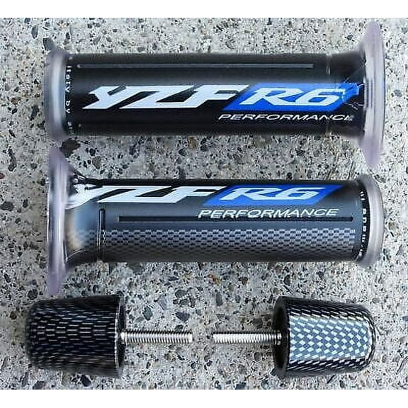 2006-2022 Yamaha YZF R6 HARRIS LOGO GEL HAND GRIPS & CARBON BAR ENDS