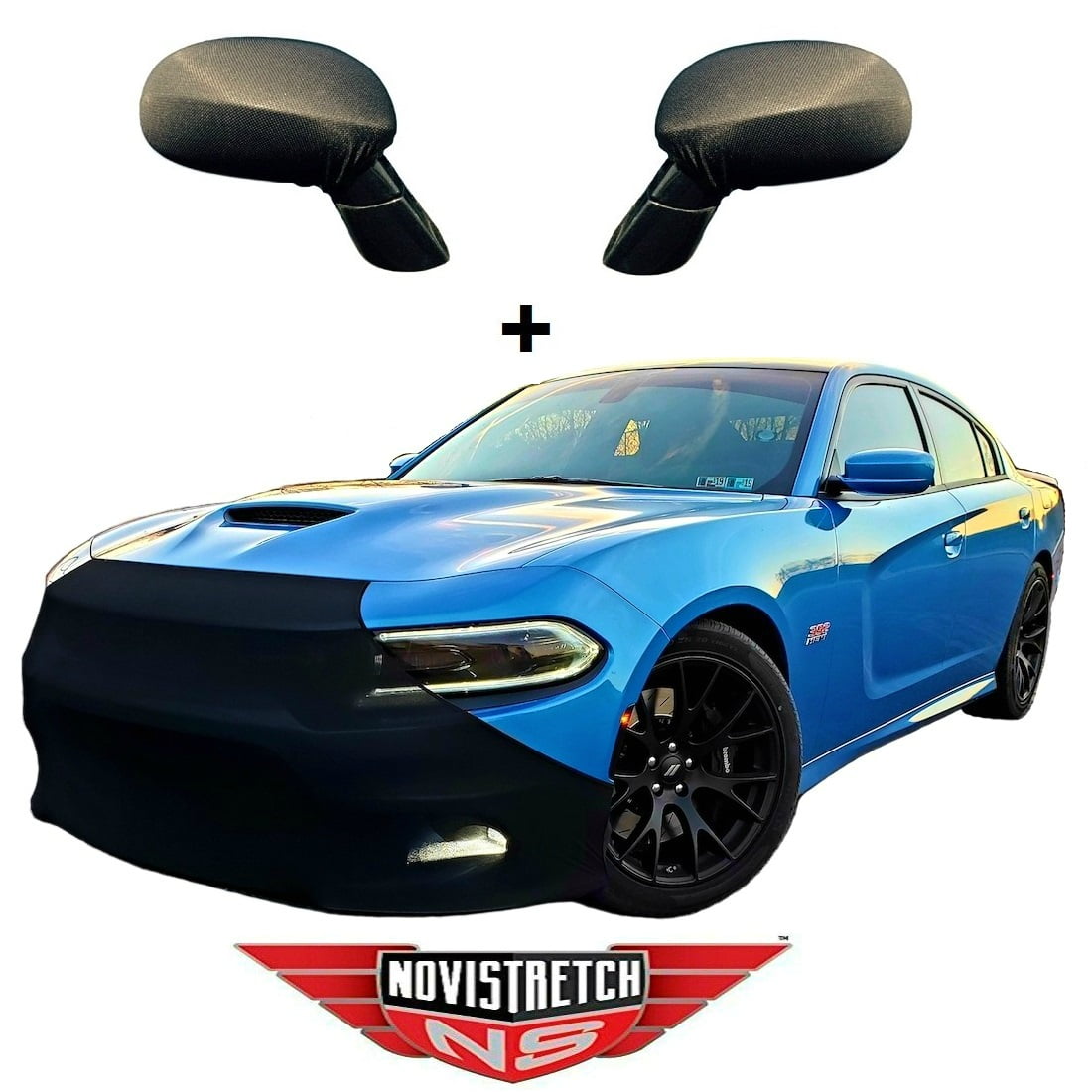 NoviStretch Front Bra & Mirror Covers For Dodge Charger (2006+) - Stretch Fabric Paint Protection