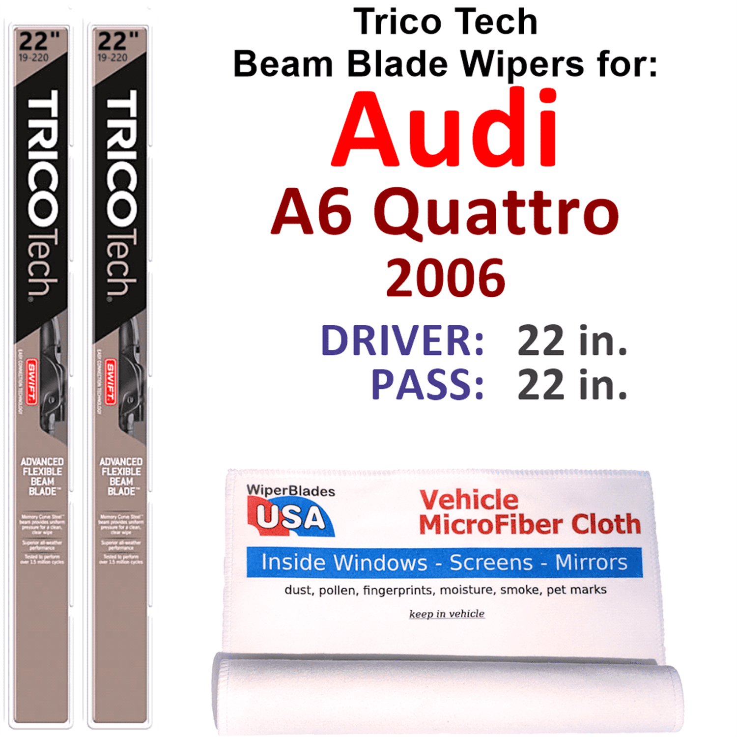 2006 Audi A6 Quattro Beam Blade Wipers (Set of 2)