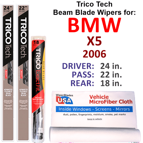 2006 BMW X5 Beam Blade Wipers (Set of 3) w/Rear Wiper