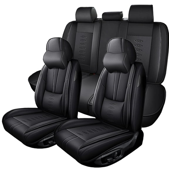 2006 Car Seat Cover for TOYOTA RAV4 , Premium Leather Full Set of 5 Seats With a Headrest and Lumbar Support Suitable for All Seasons, Black Car Seat Covers, Give Your Interior a New Look