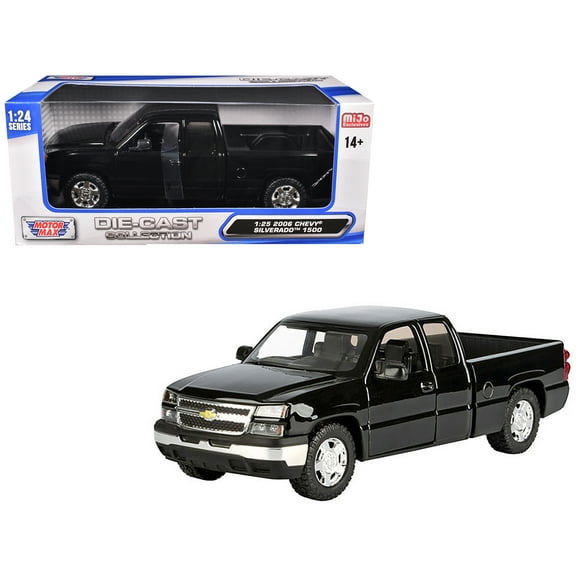2006 Chevrolet Silverado 1500 Pickup Truck Black "Die-Cast Collection" Series 1/25 Diecast Model Car by Motormax