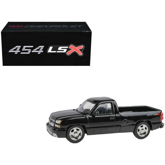 2006 Chevrolet Silverado 454 LSX Pickup Truck Onyx Black 1/64 Diecast Model Car by Paragon