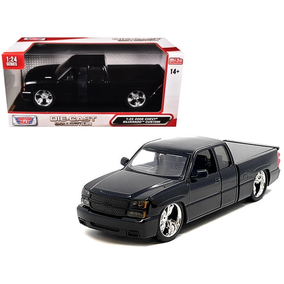 2006 Chevrolet Silverado Custom Pickup Truck Black "Die-Cast Collection" Series 1/25 Diecast Model Car by Motormax