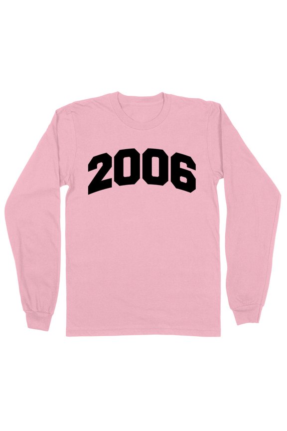 2006 College Style Long Sleeve Shirt Unisex Medium Pink