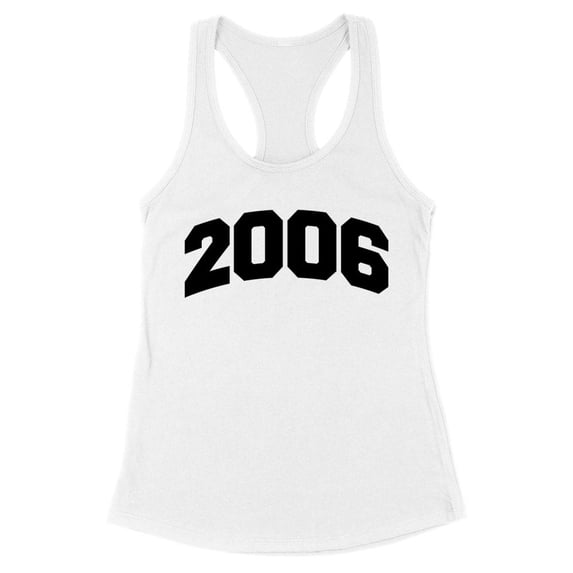 2006 College Style Tank Top Fitted Racerback Women's X-Small White