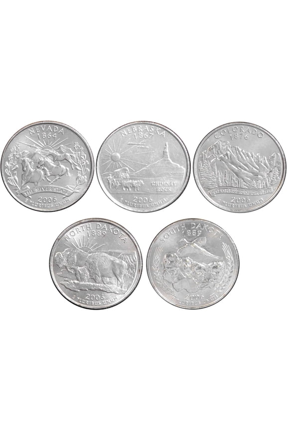 2006 D State Quarter 5 Coin Set BU Uncirculated Mint State 25c Collectible