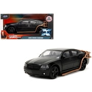 2006 Dodge Charger Matt Black with Outer Cage "Fast & Furious" Series 1 32 Diecast Model Car by Jada
