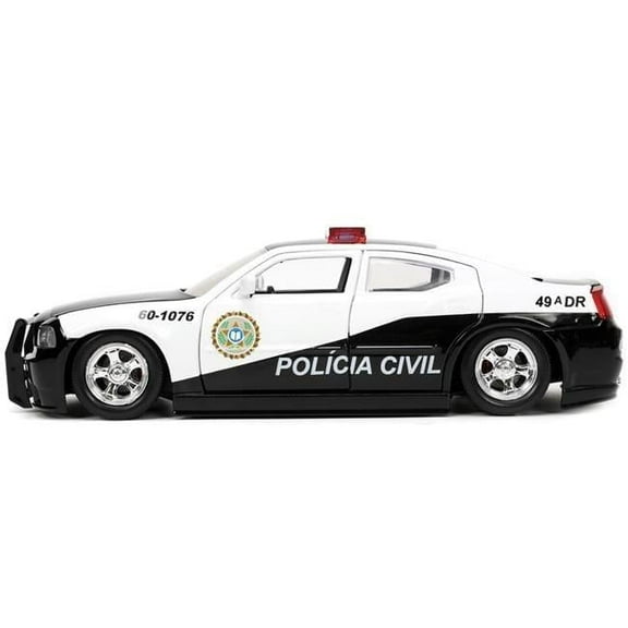 2006 Dodge Charger Police Black & White Policia Civil Fast & Furious Series 1-24 Diecast Model Car