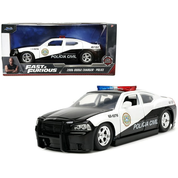 2006 Dodge Charger Police Black and White "Policia Civil" "Fast & Furious" Series 1/24 Diecast Model Car by Jada