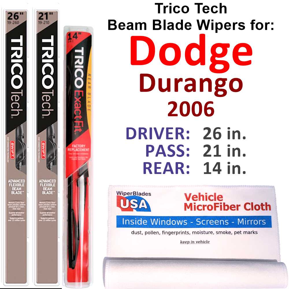 2006 Dodge Durango Beam Blade Wipers (Set of 3) w/Rear Wiper
