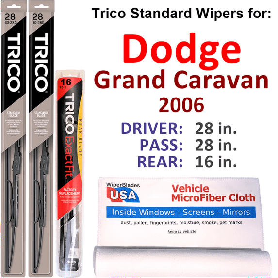 2006 Dodge Grand Caravan Wiper Blades (Set of 3) w/Rear Wiper