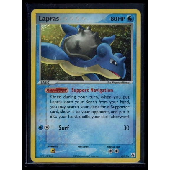2006 EX Legend Maker Lapras Holo Rare #8/92 Poor Heavily Played English Pokemon Trading Card