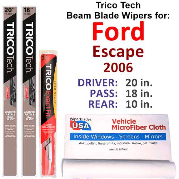 2006 Ford Escape Beam Blade Wipers (Set of 3) w/Rear Wiper