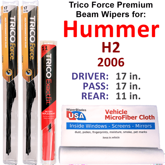 2006 Hummer H2 Performance Beam Wipers (Set of 3) w/Rear Wiper