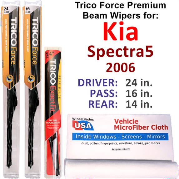 2006 Kia Spectra5 Performance Beam Wipers (Set of 3) w/Rear Wiper
