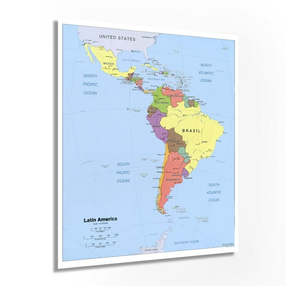 2006 Latin America Map Poster - Central and South America Map - Latin American Poster - South America Map Poster - South America Wall Map