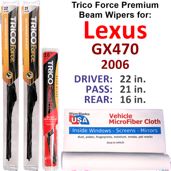 2006 Lexus GX470 Performance Beam Wipers (Set of 3) w/Rear Wiper
