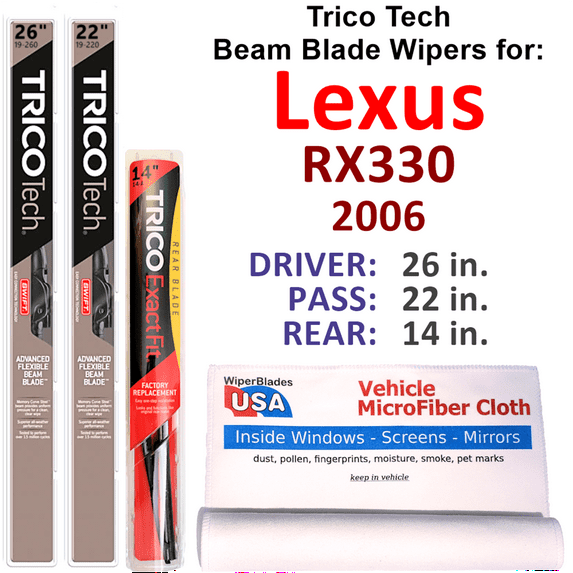2006 Lexus RX330 Beam Blade Wipers (Set of 3) w/Rear Wiper