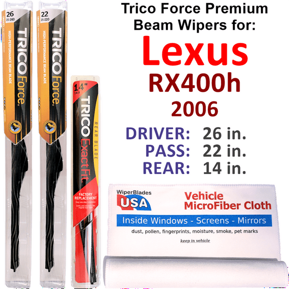 2006 Lexus RX400h Performance Beam Wipers (Set of 3) w/Rear Wiper