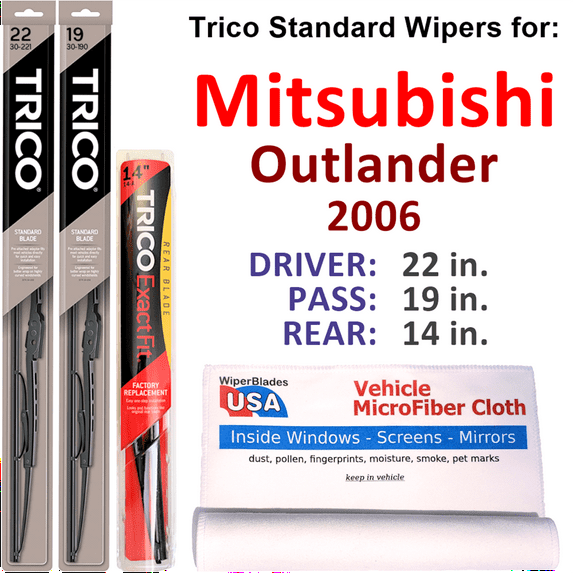 2006 Mitsubishi Outlander Wiper Blades (Set of 3) w/Rear Wiper