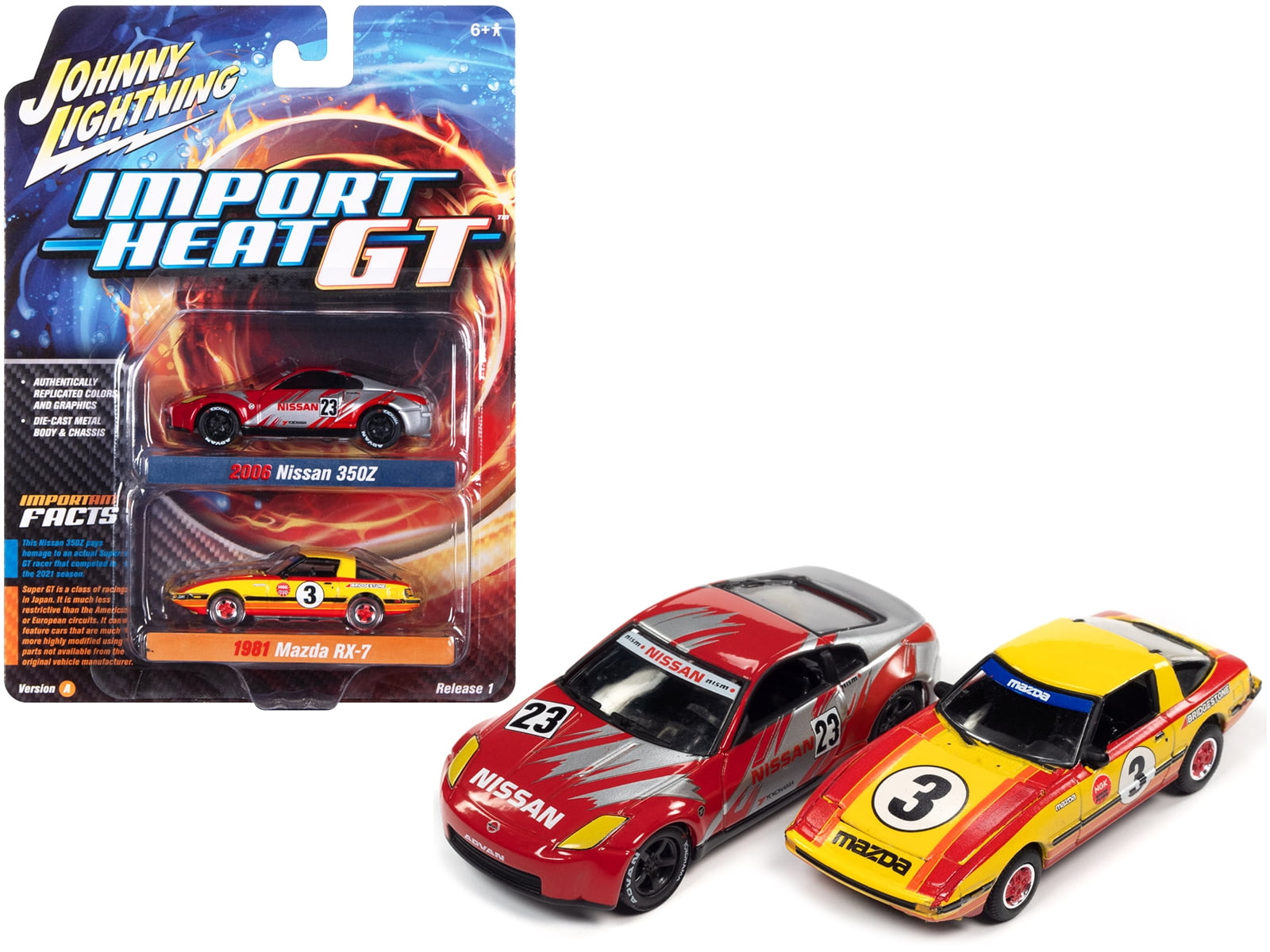 ミニカー dd701 2006 Nissan 350Z #23 Red and Silver w/Graphics & 1981 Mazda